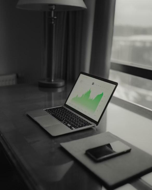 Laptop showing a growth chart